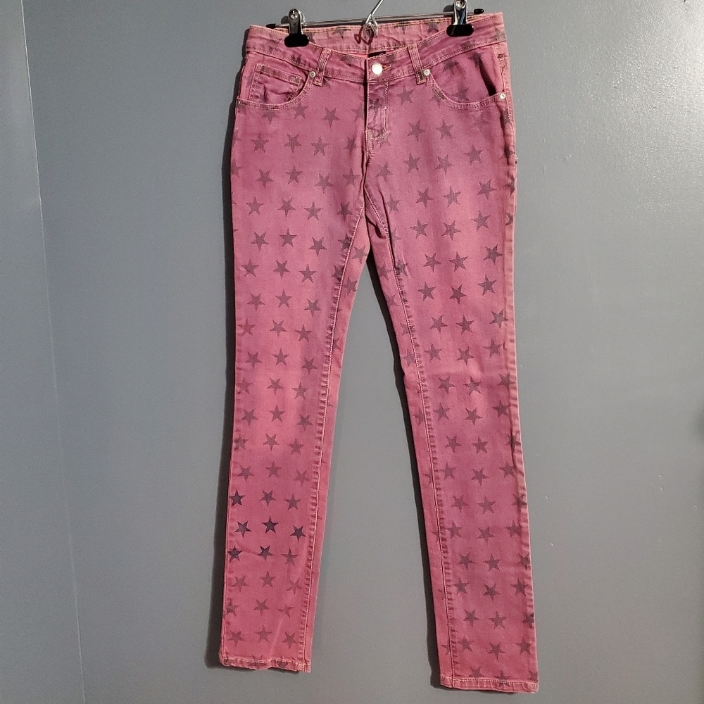 Decoded Womens Low Rise Jeans Pink Purple Gray Black Stars Size 9